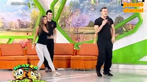 Romanian weather girl reveals chest in risque dance routine